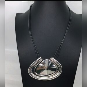 Chico's Abstract Geometric Pendant Dual Strand Necklace 20" EUC